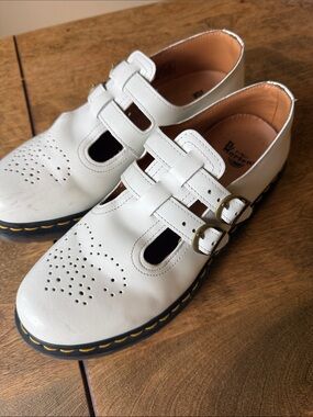 Dr. Martens White Double-Buckle Mary Jane Shoes